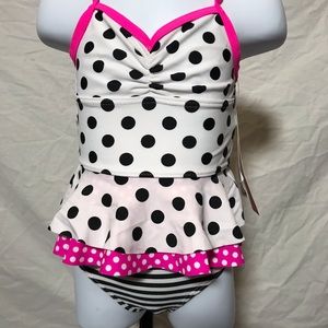 flapdoodles 2pc mixed print swimsuit